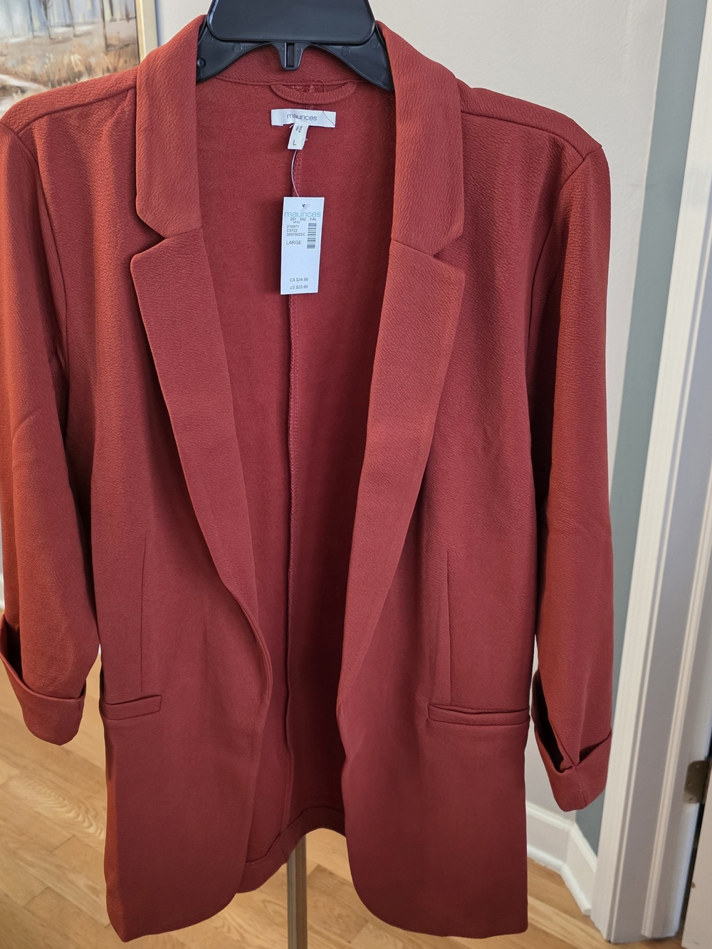Maurices Open-Front Blazer in Rust - Picture 2 of 10